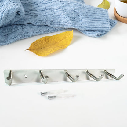 Stainless Steel Wall Mounted Coat 5 Hook Rack (26x3 / 1 Pc)