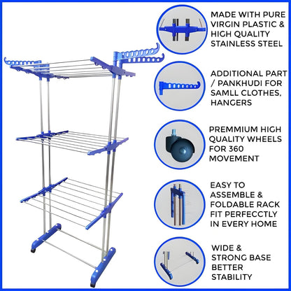 Foldable Stainless Steel Clothes Drying Stand Rack